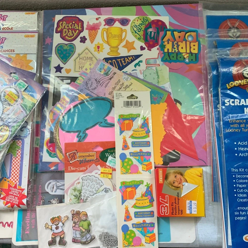 Scrapbook Kit Lot Vintage Vacation Birthday Looney Tunes Holiday Sports Wedding